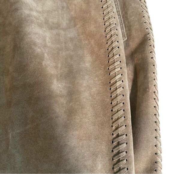 Vintage Chicos Design Womens Tan 100% Suede Straight Leg Pants Sz 33 Waist - Picture 5 of 8